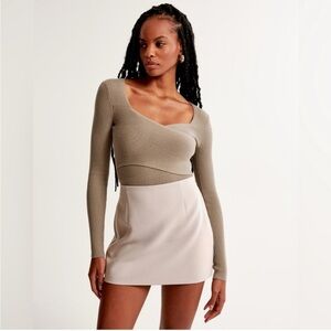 Abercrombie & Fitch Ribbed sweater Bodysuit in Tan
